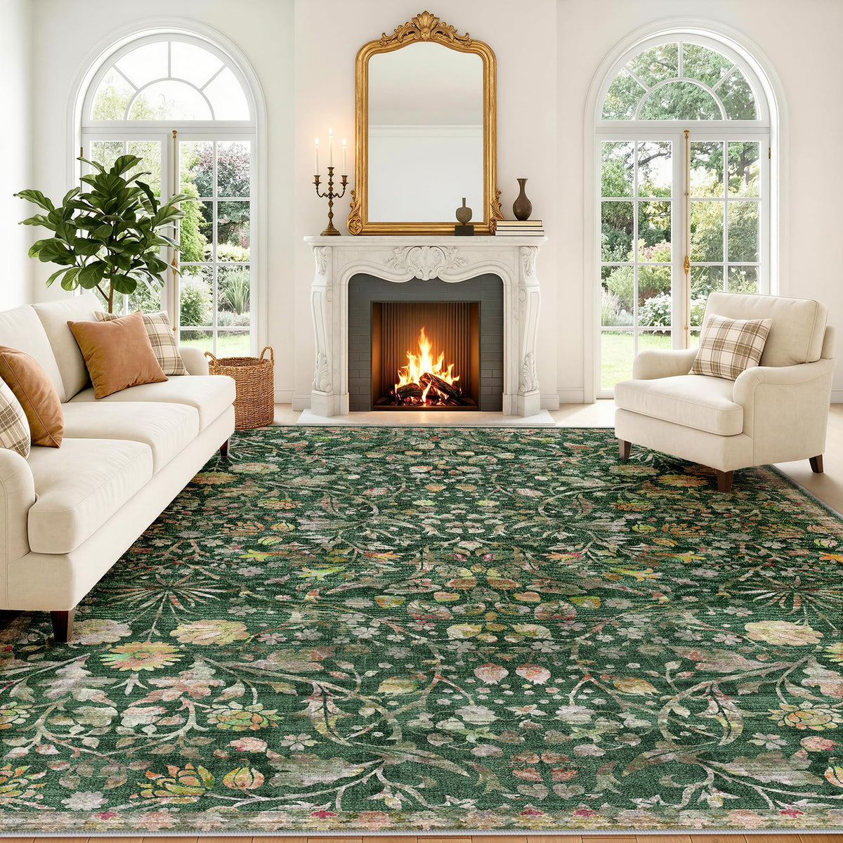 LIVELYGLOW 5x7 Washable Abstract Area Rug, Small Indoor Bedroom Dorm Rug