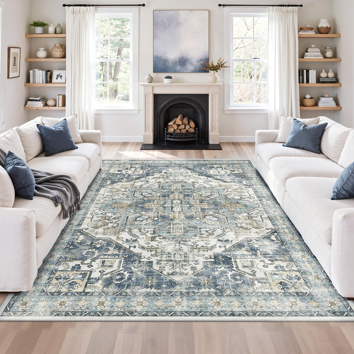 zesthome 5x7 Area Rugs for Living Room,Large Washable Rug,Orange