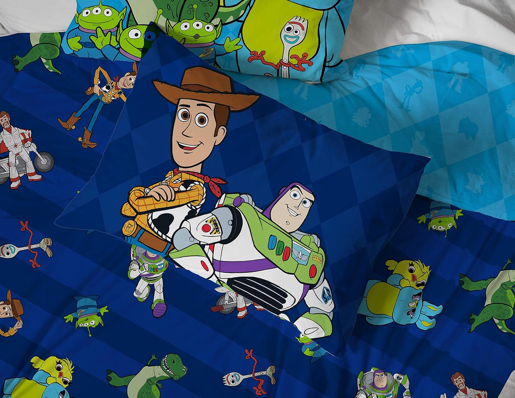 Disney Toy Story Woody Full Size Comforter Set 5 Piece Kids Bedding, Blue