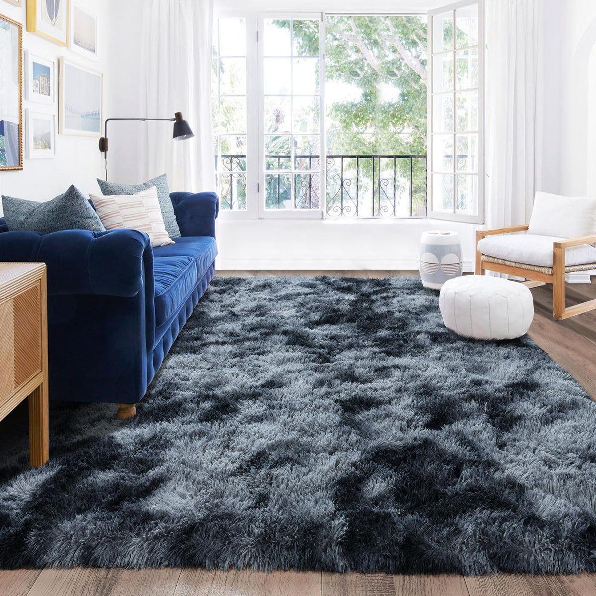 Black Rug for Bedroom, Soft Shaggy Modern Shag 4x6 Area Rugs for Living Room, Upgrade Non-Slip Plush Fluffy Carpet for Kids Boys Girls Room Dorm Home Decor Aesthetic