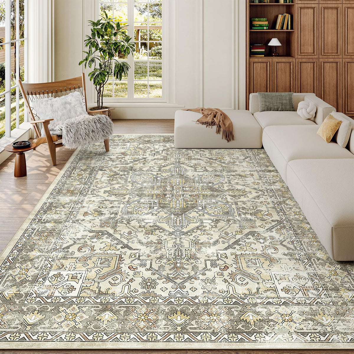 zesthome 5x7 Area Rugs for Living Room,Large Washable Rug,Orange