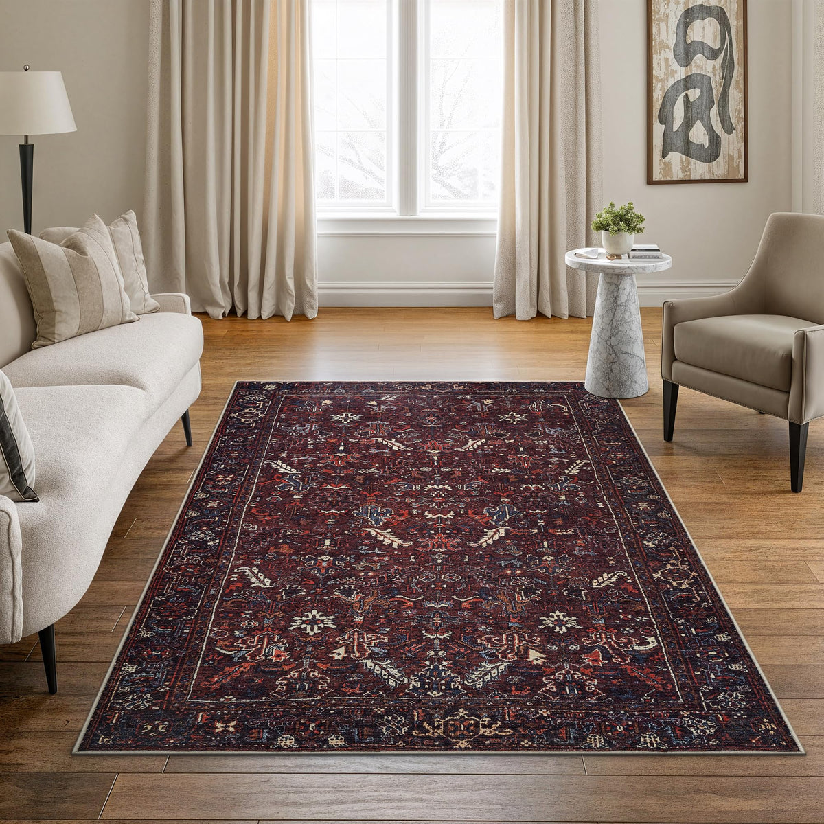 Bloom Rugs Washable Non-Slip 8' x 10' Rug - Gray/Charcoal/Blue Modern Abstract Area Rug for Living Room, Bedroom, Dining Room, and Kitchen - Exact Size: 8' x 10'