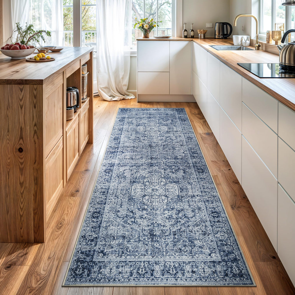 Bloom Rugs Washable Non-Slip 8' x 10' Rug - Gray/Charcoal/Blue Modern Abstract Area Rug for Living Room, Bedroom, Dining Room, and Kitchen - Exact Size: 8' x 10'