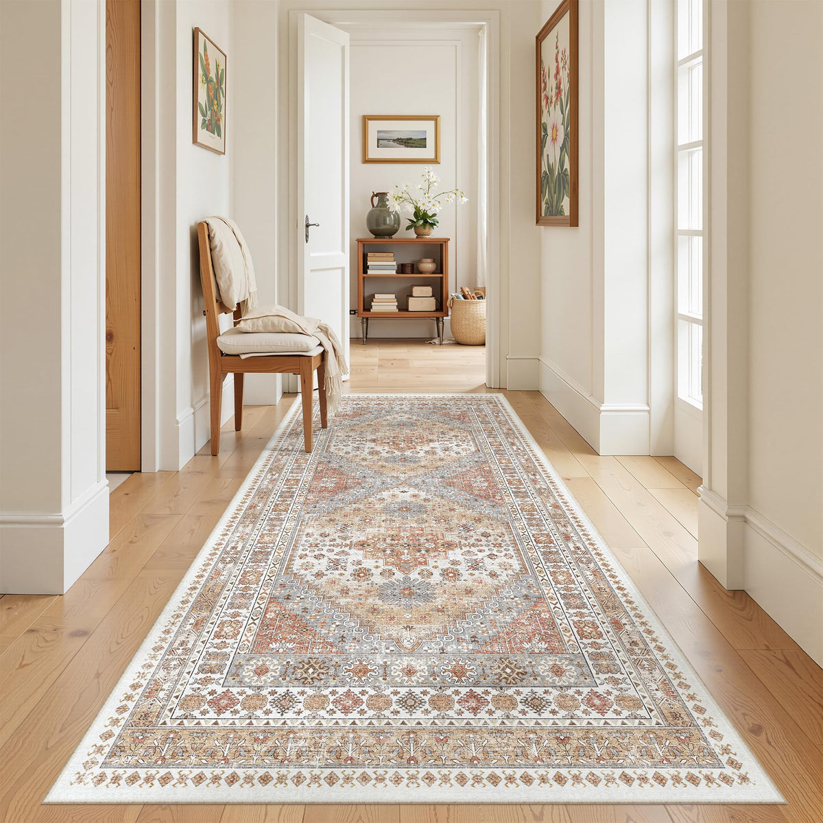 4x6 Area Rugs for Living Room, Non Slip Rugs for Bedroom, Beige