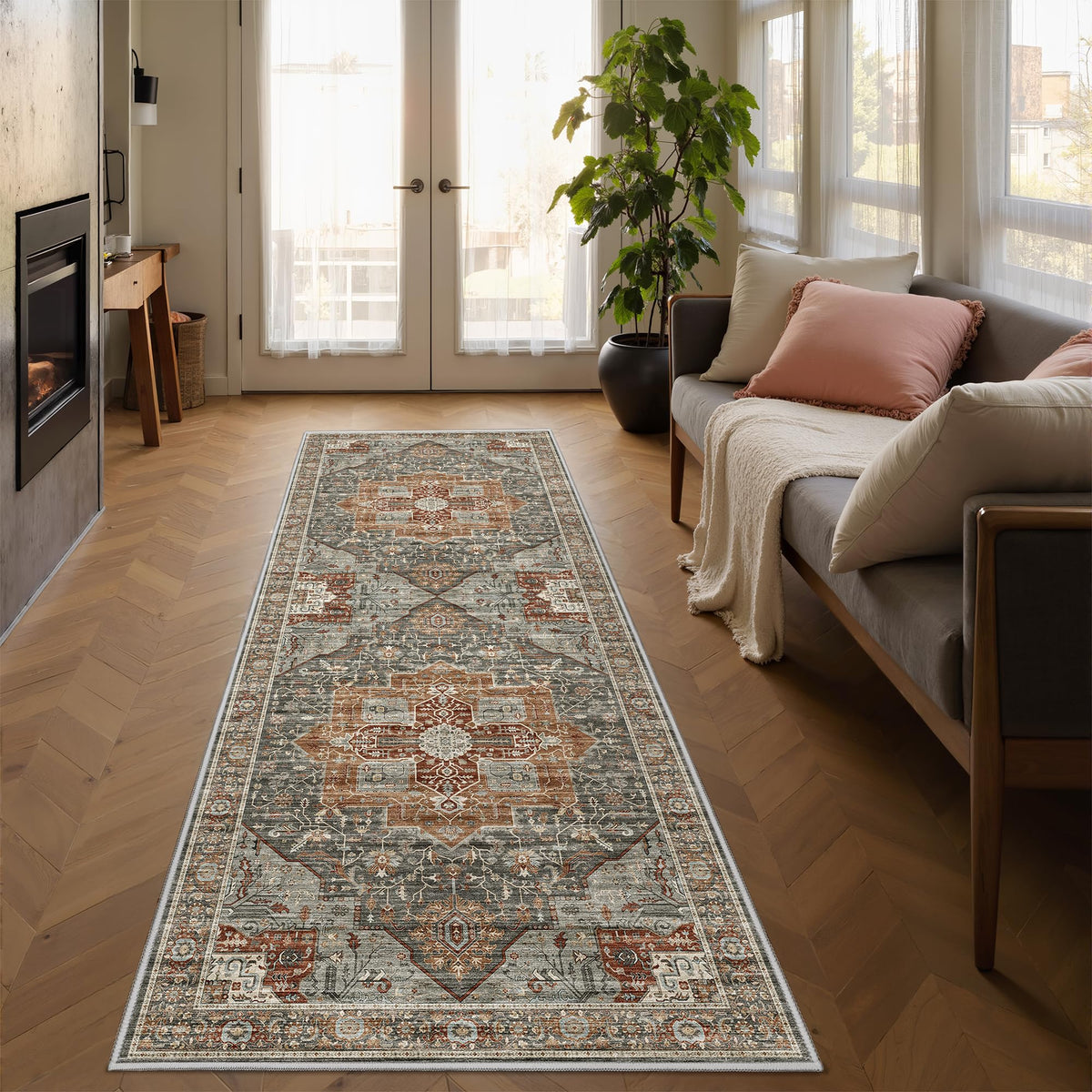 4x6 Area Rugs for Living Room, Non Slip Rugs for Bedroom, Beige