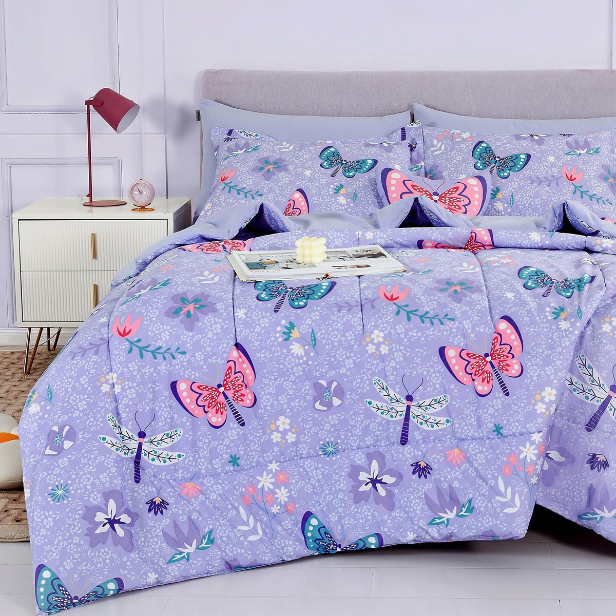 Mooreeke Kids Twin Comforter Sets for Girls 6 Pieces Pink Unicorn Bedding Set for Teens Soft Microfiber Kids Bed in A Bag with Comforter, Sheet Set, Shams and Decorative Toy Pillow All Season