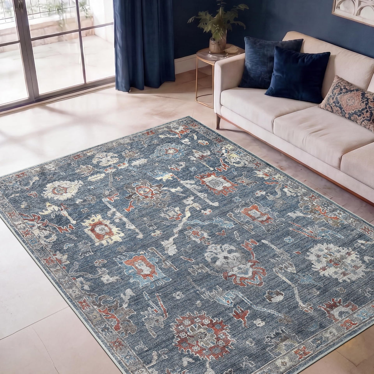 Keen Home Design Vintage Washable Area Rug, Non-Slip Low Pile, 5x7