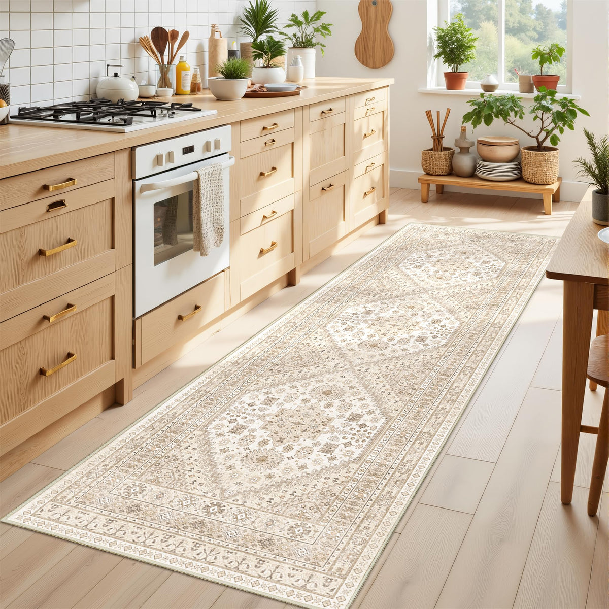 4x6 Area Rugs for Living Room, Non Slip Rugs for Bedroom, Beige