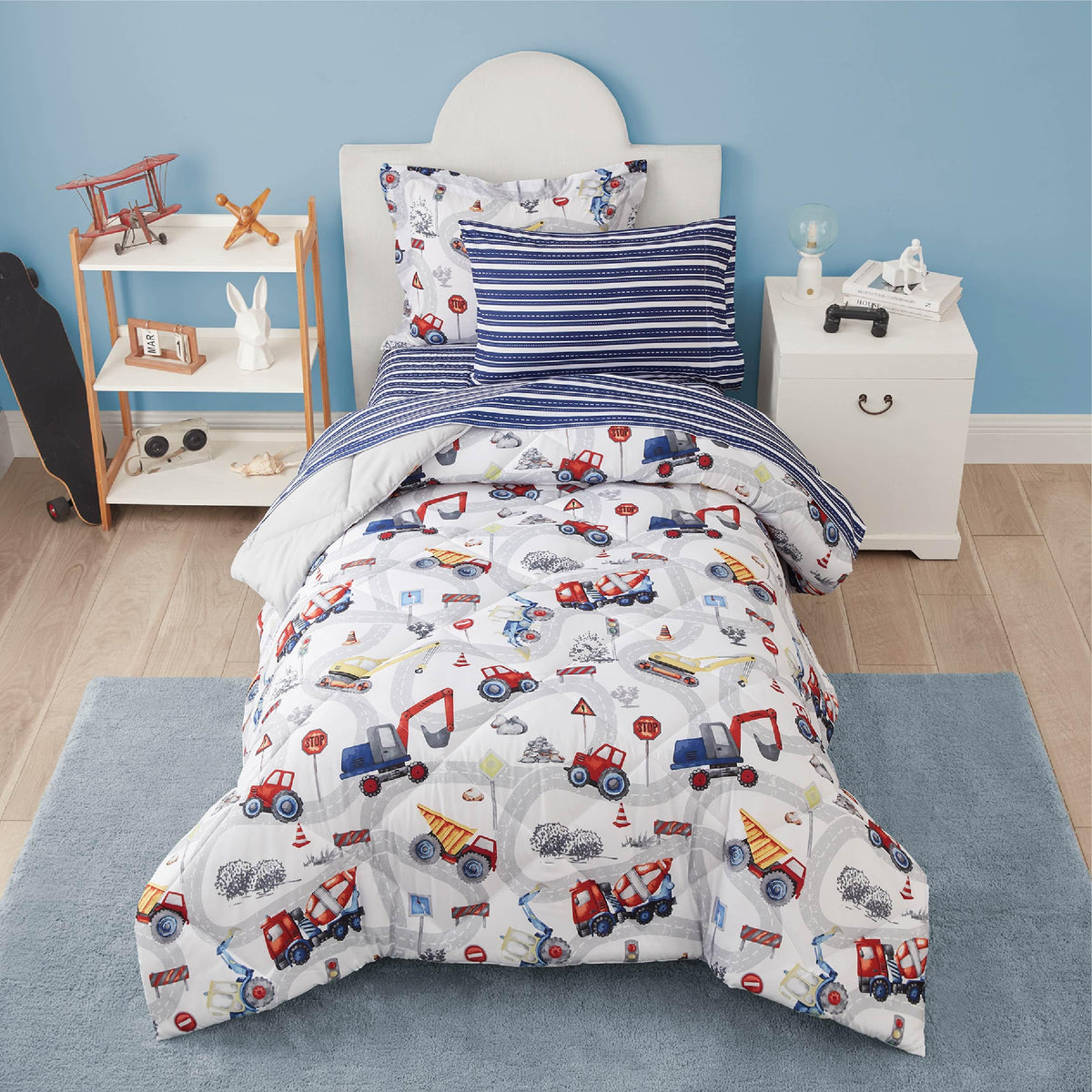 PPOLCA Twin Dinosaur Kids Bedding Set for Boys, 2 Pieces Twin Dinosaur Kids Comforter Sets for Boys, Super Soft Lightweight for All Seasons, Includes 1 Comforter (66"x86") and 1 Pillowcase(20"x26"+2")