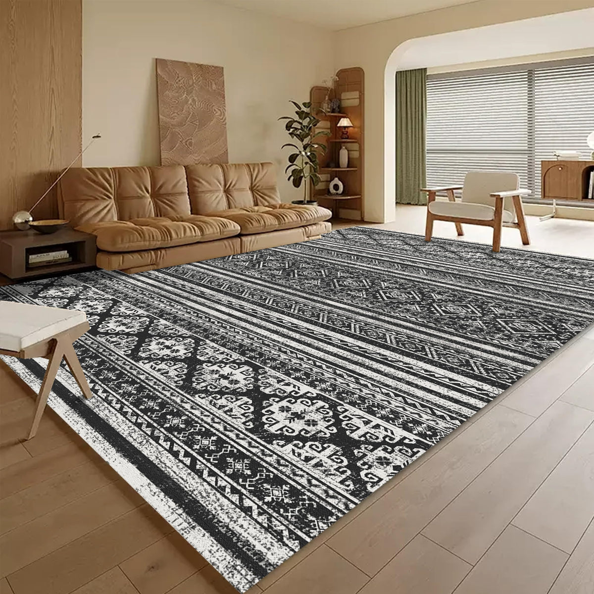 RUGSURE Washable Area Rug - 1/6 Thick - Stain & Water Resistant Non-Slip - Resistant Rug for Living Room, Bedroom, Nursery, Pet & Child Friendly, Vintage Charm Area Rugs (Grey+LightTeal, 3' x 5 ')