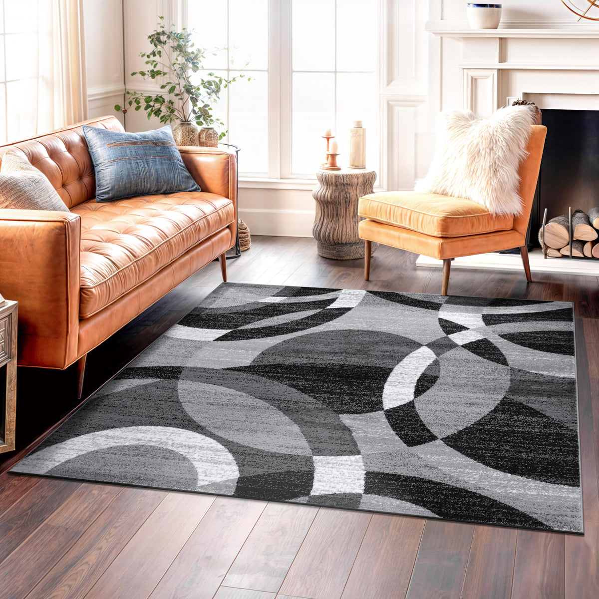 Rugshop Overlapping Circles Modern Geometric Area Rug Red 7'10" x 10'2"