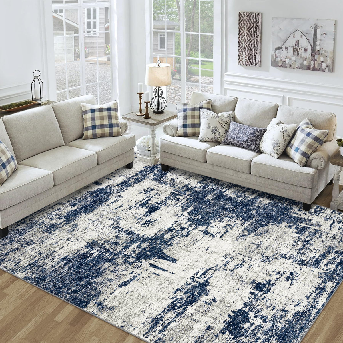 Tosuoka 5x7 Area Rugs for Living Room Abstract Washable Black Rug