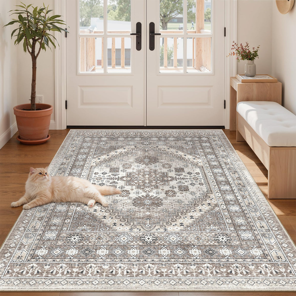 zesthome 5x7 Area Rugs for Living Room,Large Washable Rug,Orange