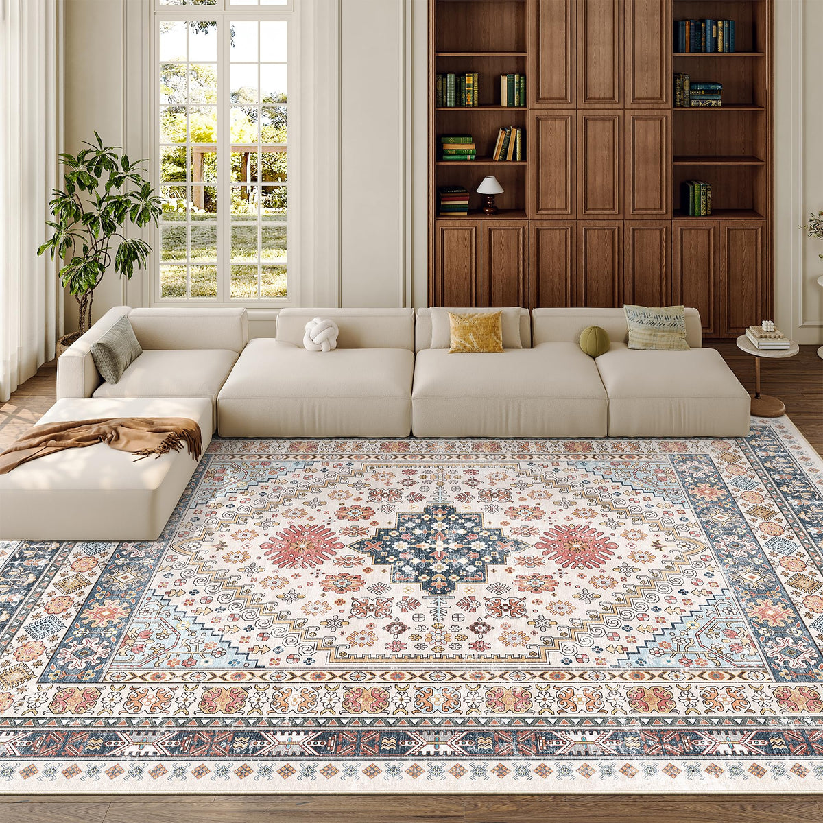 zesthome 5x7 Area Rugs for Living Room,Large Washable Rug,Orange