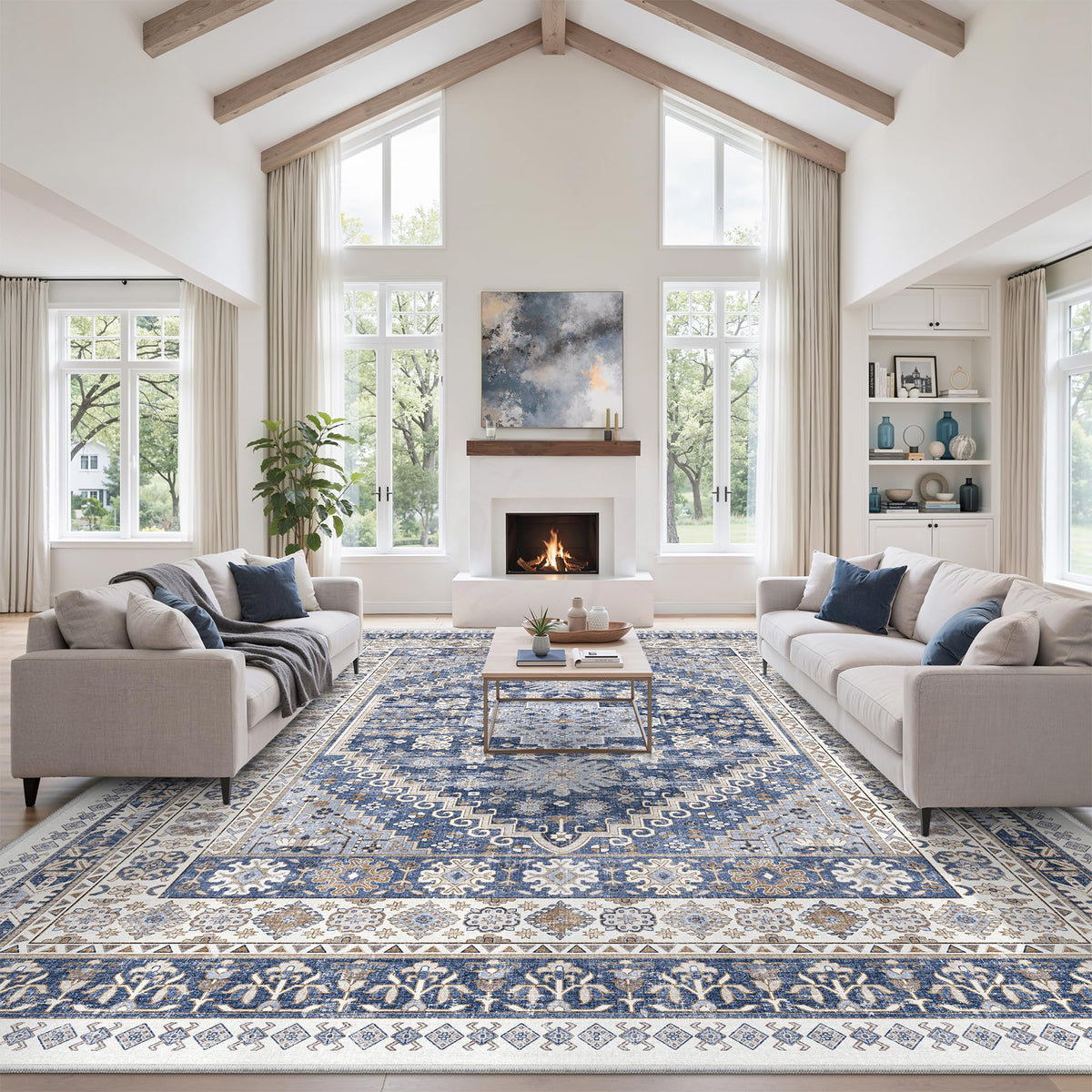 zesthome 5x7 Area Rugs for Living Room,Large Washable Rug,Orange