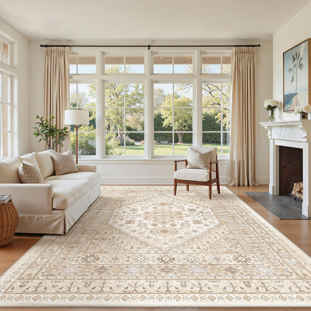 zesthome 5x7 Area Rugs for Living Room,Large Washable Rug,Orange