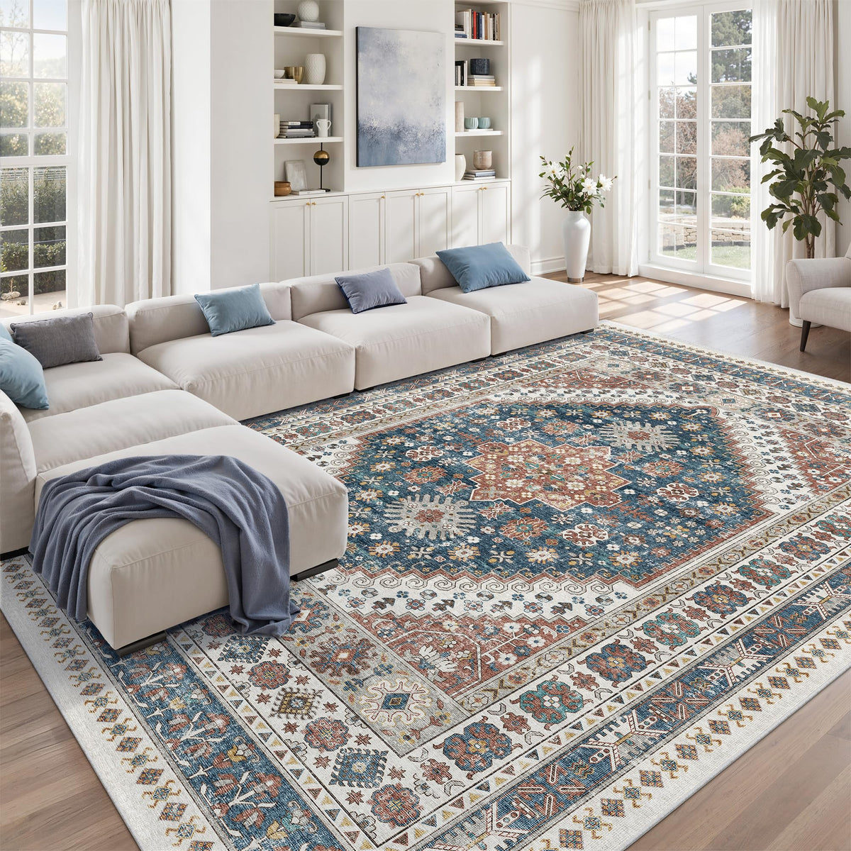 zesthome 5x7 Area Rugs for Living Room,Large Washable Rug,Orange