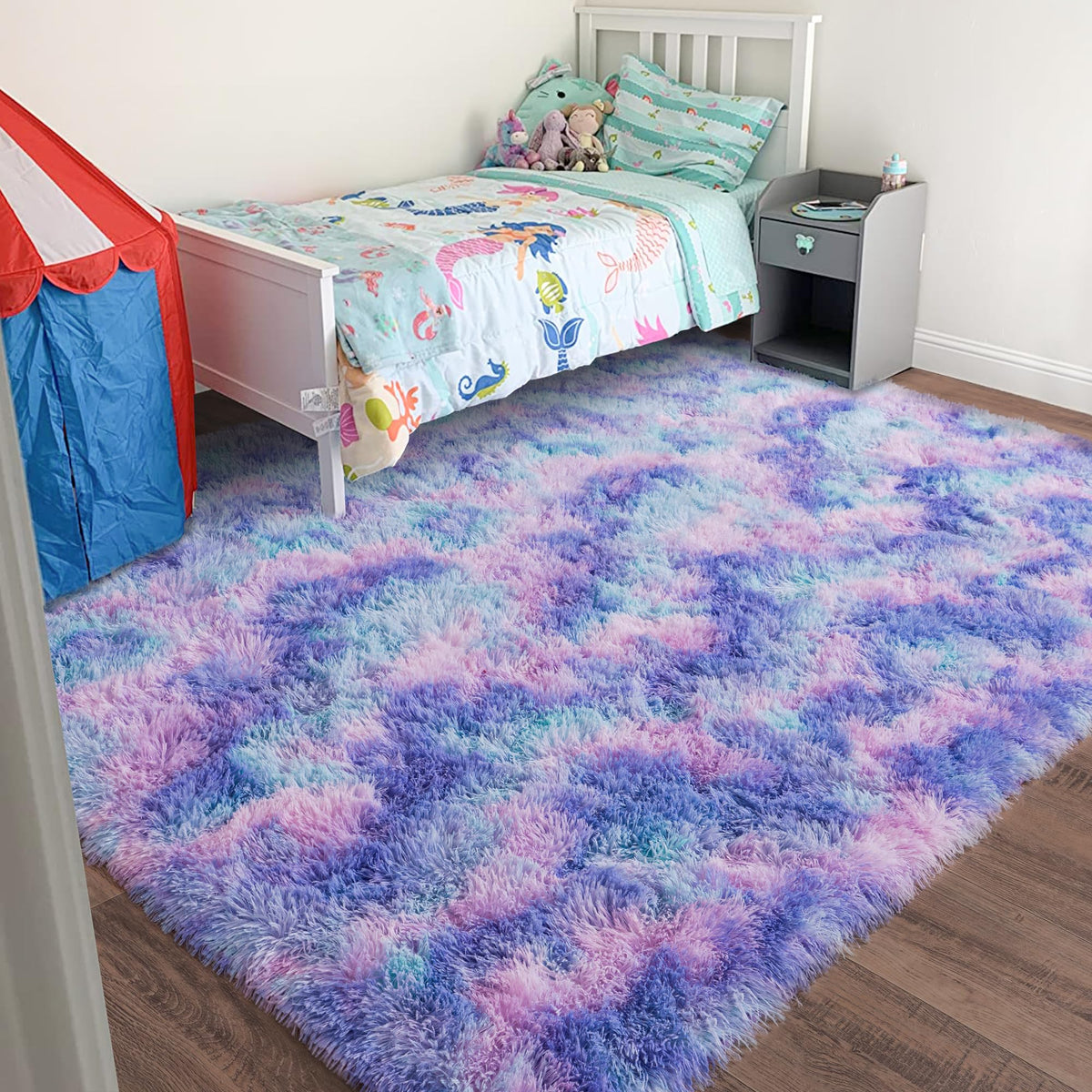 Black Rug for Bedroom, Soft Shaggy Modern Shag 4x6 Area Rugs for Living Room, Upgrade Non-Slip Plush Fluffy Carpet for Kids Boys Girls Room Dorm Home Decor Aesthetic