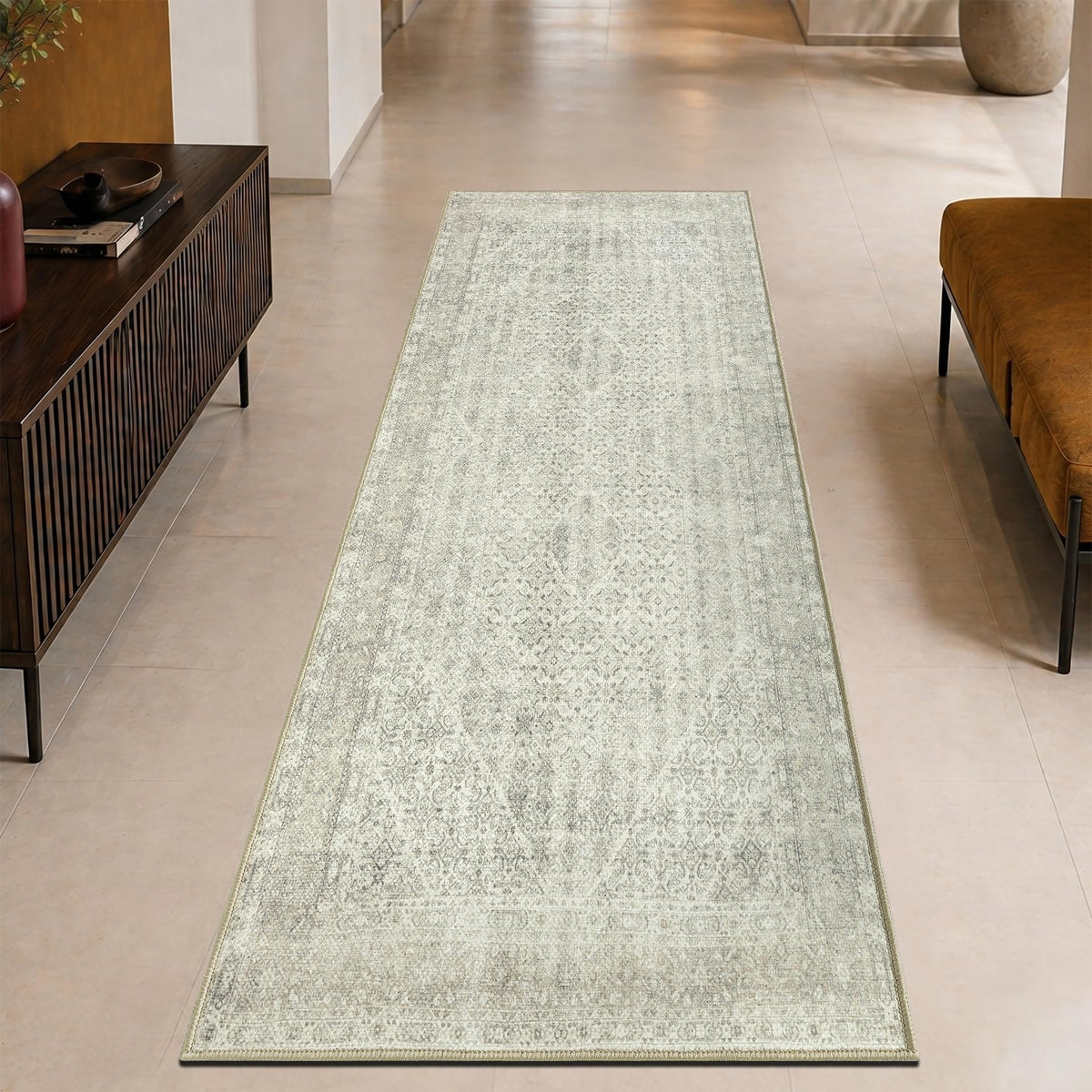 Keen Home Design Vintage Washable Area Rug, Non-Slip Low Pile, 5x7