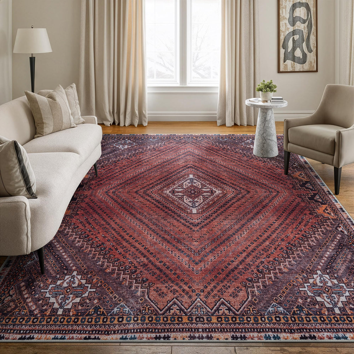 Bloom Rugs Washable Non-Slip 8' x 10' Rug - Gray/Charcoal/Blue Modern Abstract Area Rug for Living Room, Bedroom, Dining Room, and Kitchen - Exact Size: 8' x 10'