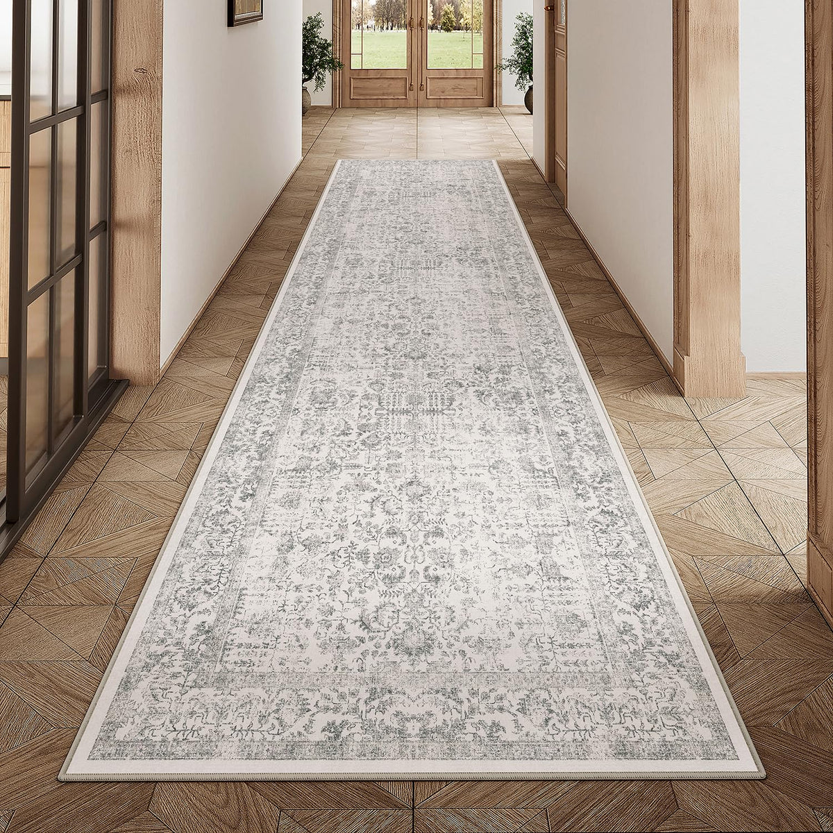 PureCozy Beige Area Rug 5x7 Vintage Farmhouse Floral