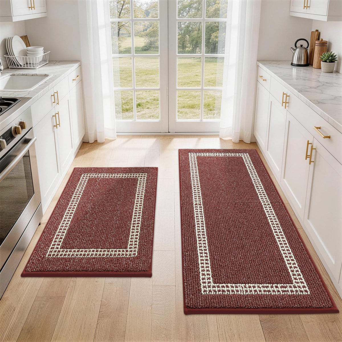 COSY HOMEER 48x20Inch/30X20Inch Kitchen Rug Mats,Grey