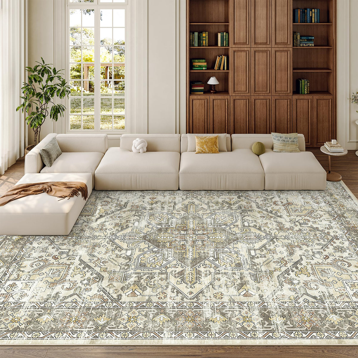 zesthome 5x7 Area Rugs for Living Room,Large Washable Rug,Orange