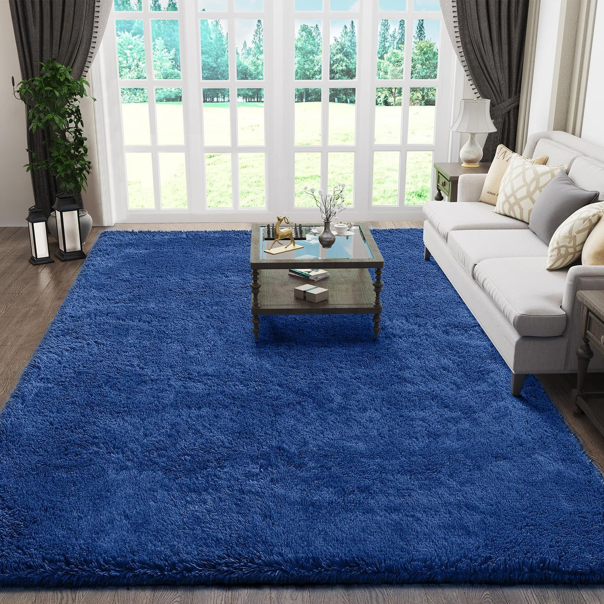 Ophanie Round Rugs 5Ft Ivory Circle Area Rug,Baby Nursery Living Room Bedroom Decor Circular Carpet 5 Foot,Fluffy Fuzzy Shag Plush Cream for Kids Boys Girls Teen with Over 99 pcs Pile fibers