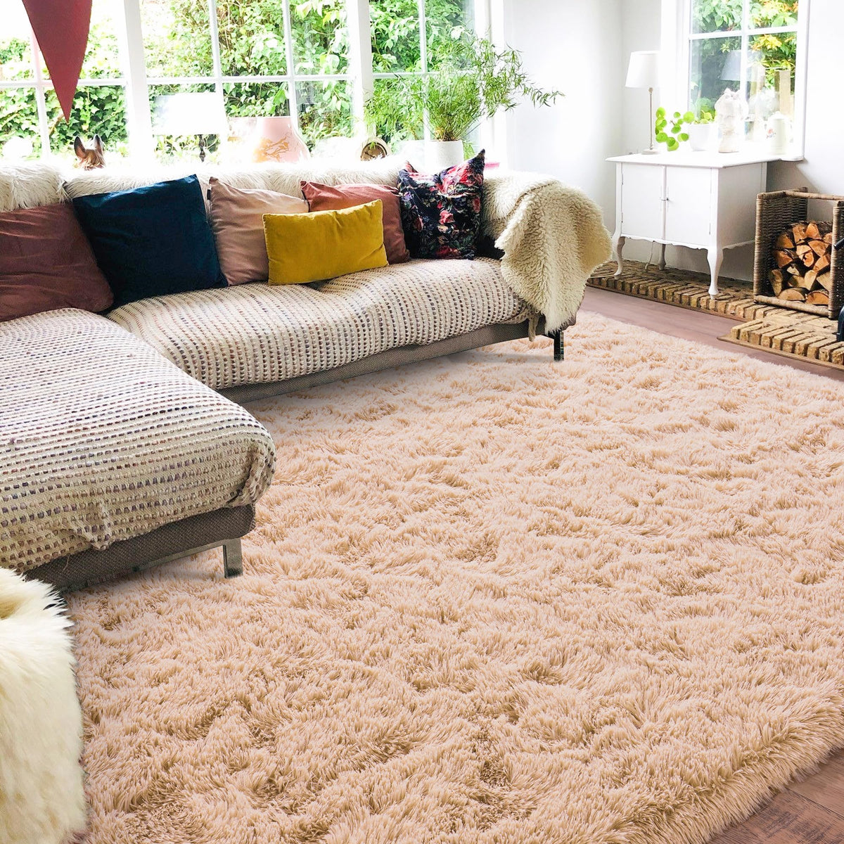 Black Rug for Bedroom, Soft Shaggy Modern Shag 4x6 Area Rugs for Living Room, Upgrade Non-Slip Plush Fluffy Carpet for Kids Boys Girls Room Dorm Home Decor Aesthetic