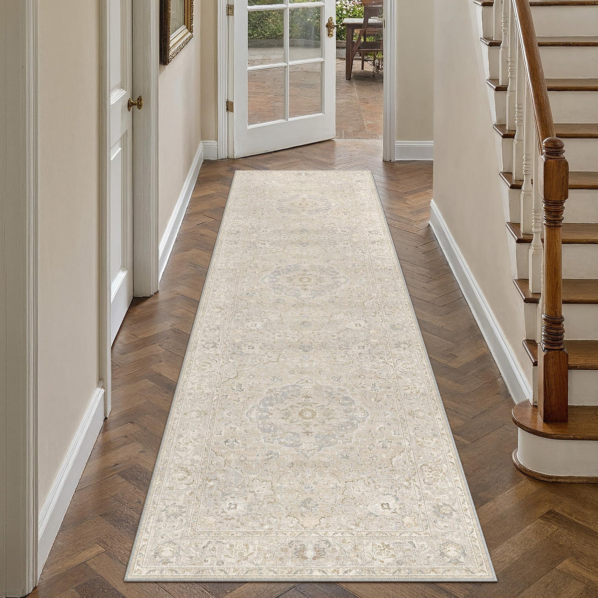 8x10 Beige Area Rug Vintage Carpet