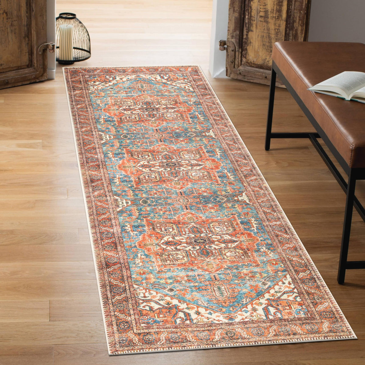 Keen Home Design Vintage Washable Entryway Rug, Non-Slip Low Pile, 3x5