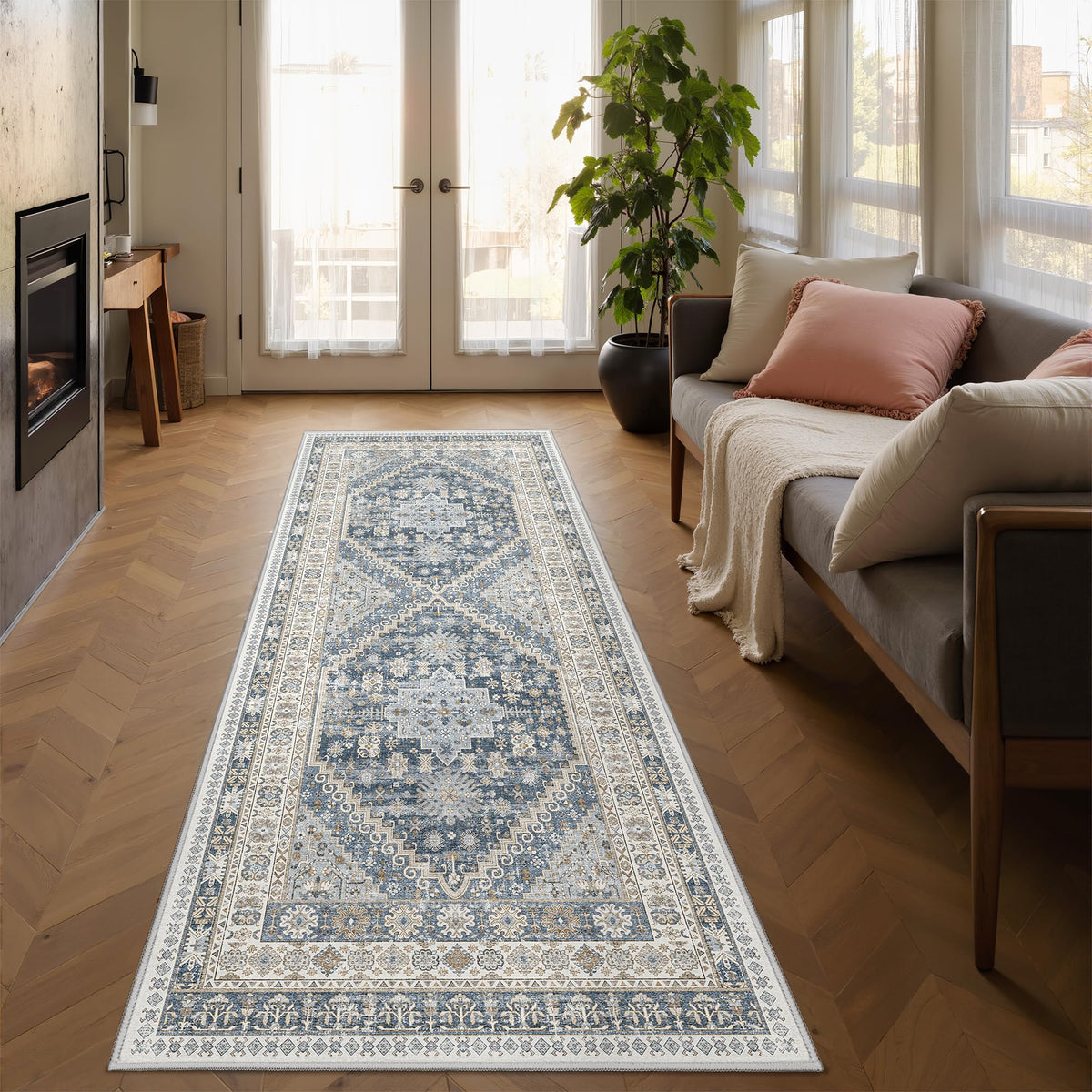 4x6 Area Rugs for Living Room, Non Slip Rugs for Bedroom, Beige