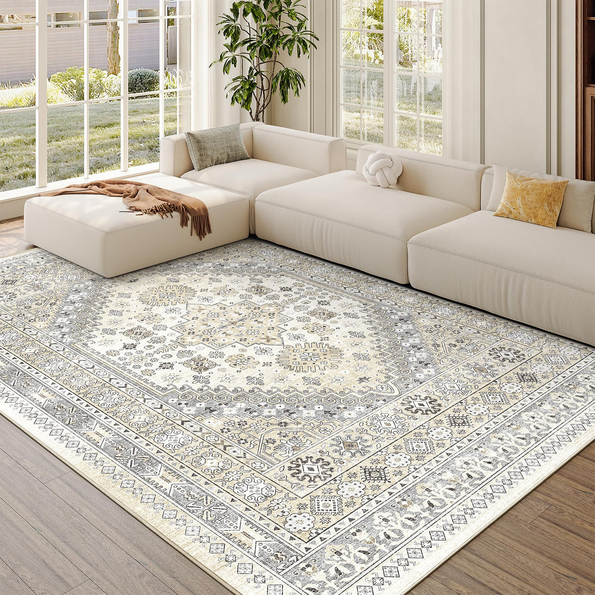 zesthome 5x7 Area Rugs for Living Room,Large Washable Rug,Orange