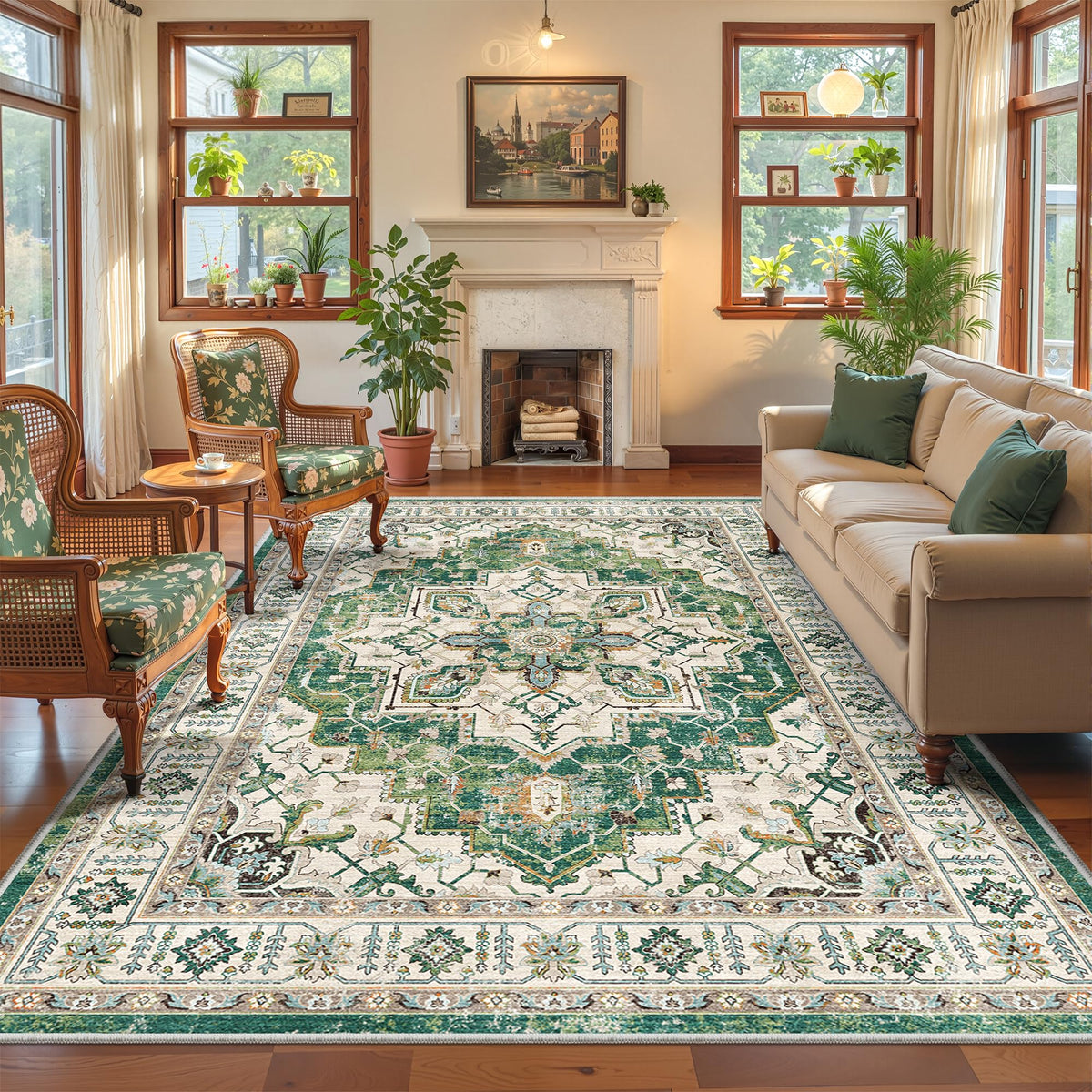 zesthome 5x7 Area Rugs for Living Room,Large Washable Rug,Orange