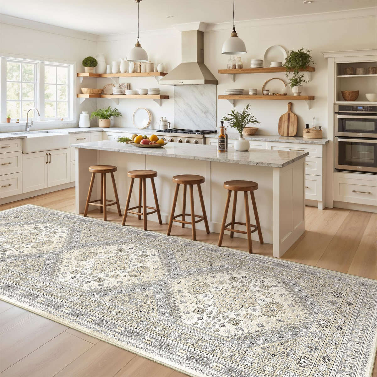 4x6 Area Rugs for Living Room, Non Slip Rugs for Bedroom, Beige
