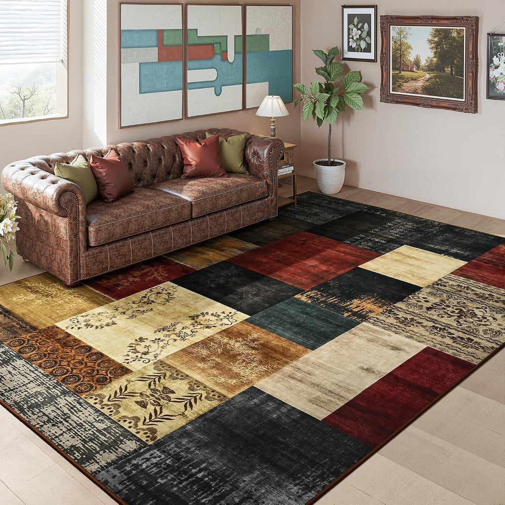 Tepook 4x6 Area Rugs for Living Room, Washable Large Geometric Bedroom Rug