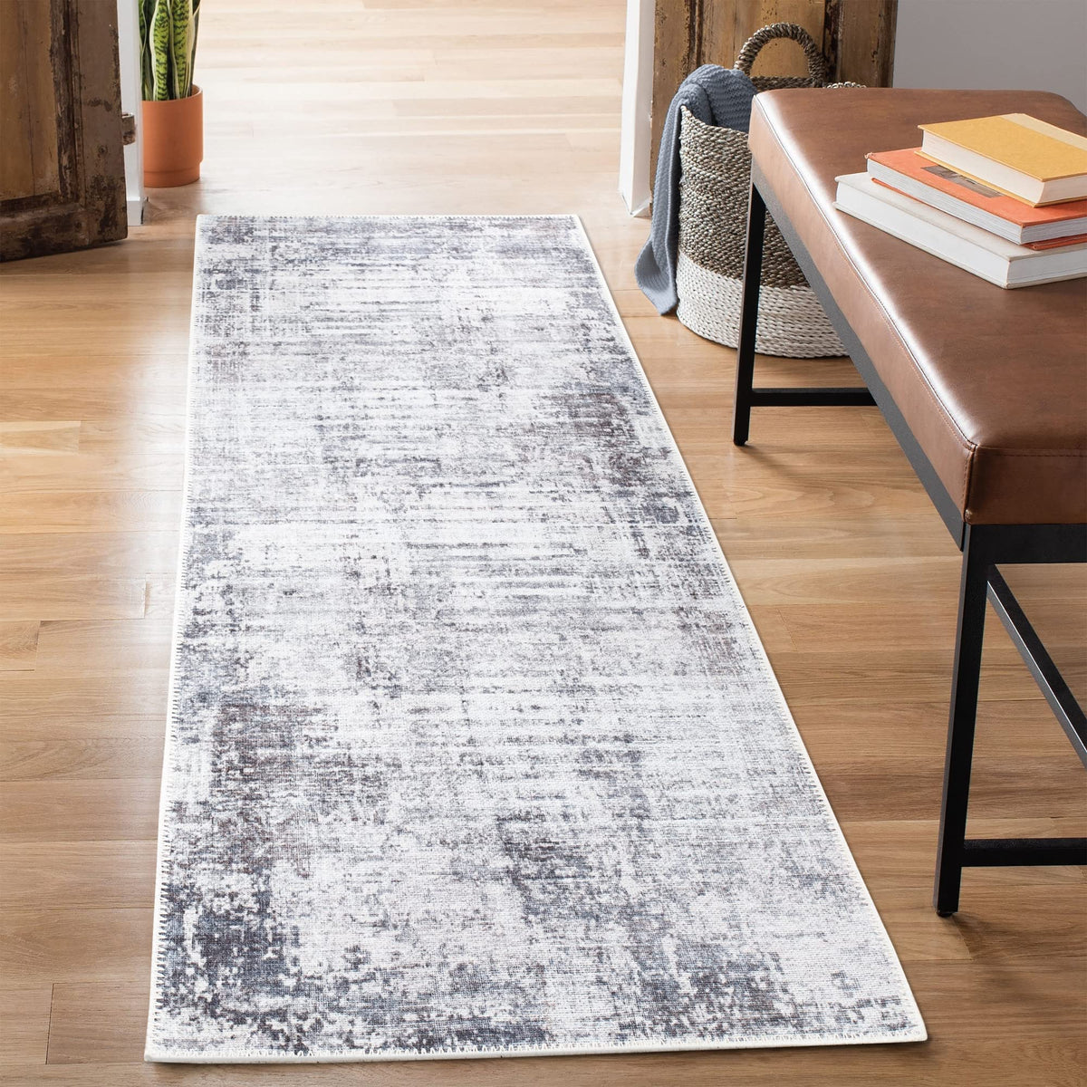 Bloom Rugs Washable Non-Slip 8' x 10' Rug - Gray/Charcoal/Blue Modern Abstract Area Rug for Living Room, Bedroom, Dining Room, and Kitchen - Exact Size: 8' x 10'