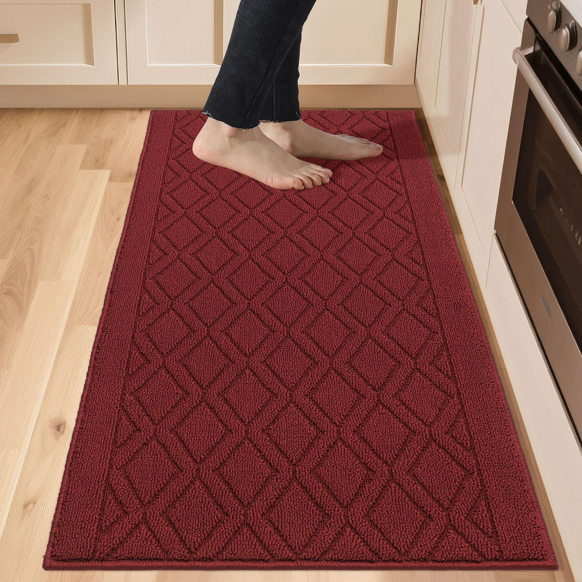 COSY HOMEER 48x20Inch/30X20Inch Kitchen Rug Mats,Grey