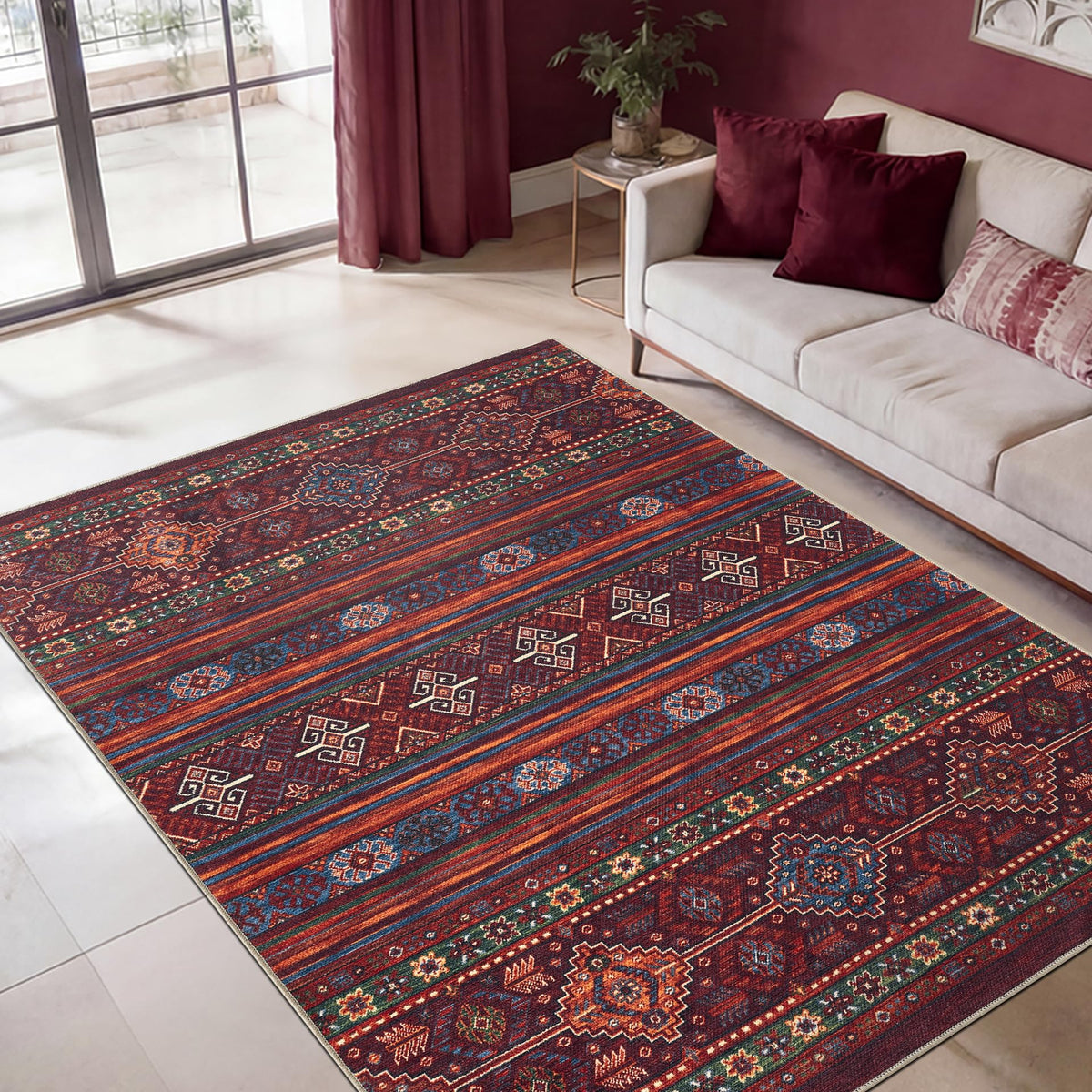 Keen Home Design Vintage Washable Entryway Rug, Non-Slip Low Pile, 3x5