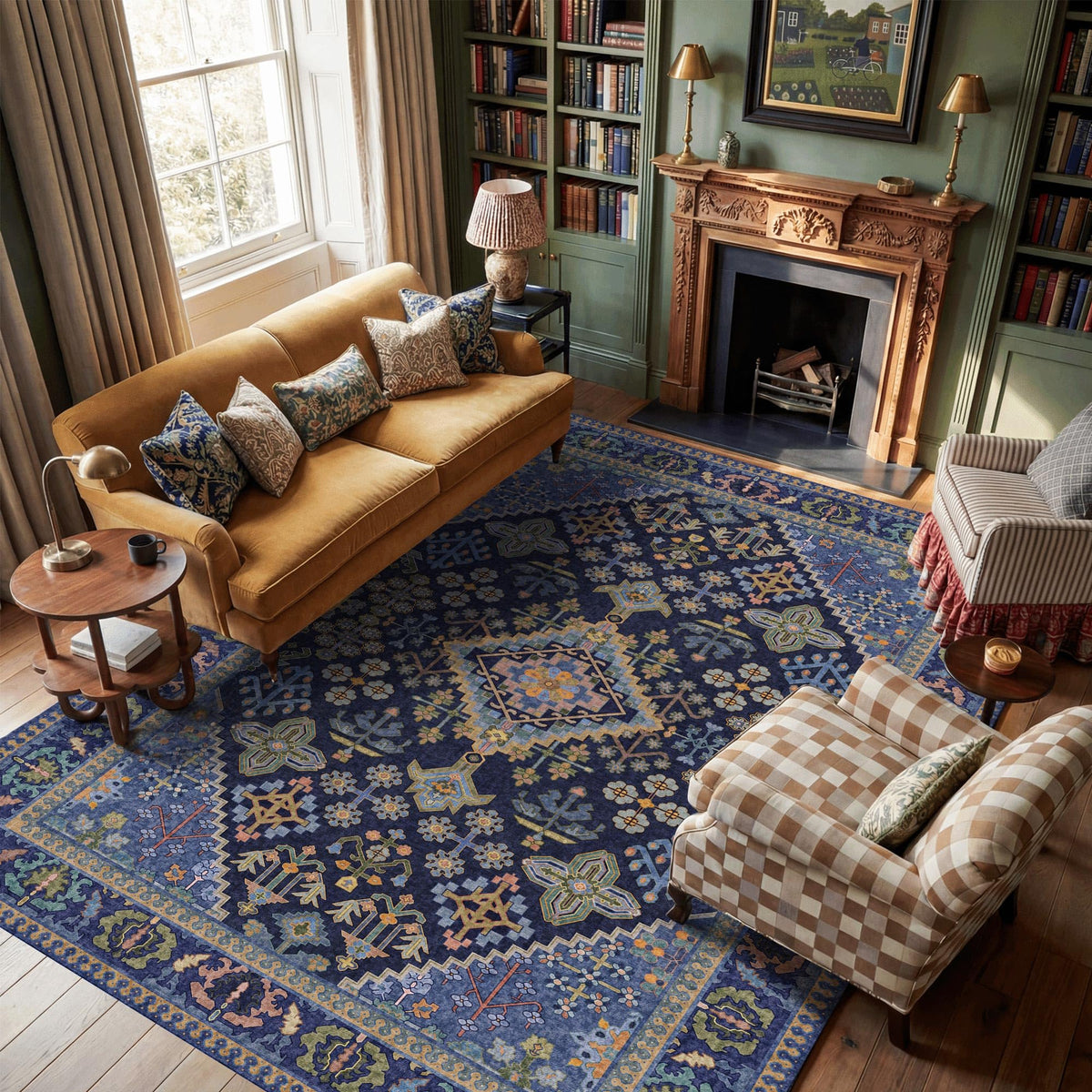 Kokia 9x12 Washable Area Rugs Maroon with Vintage Orient Design, Soft Rug for Living Room or Bedroom, Non-Slip Low Pile Stain Resistance Features, Distressed Medallion Pattern