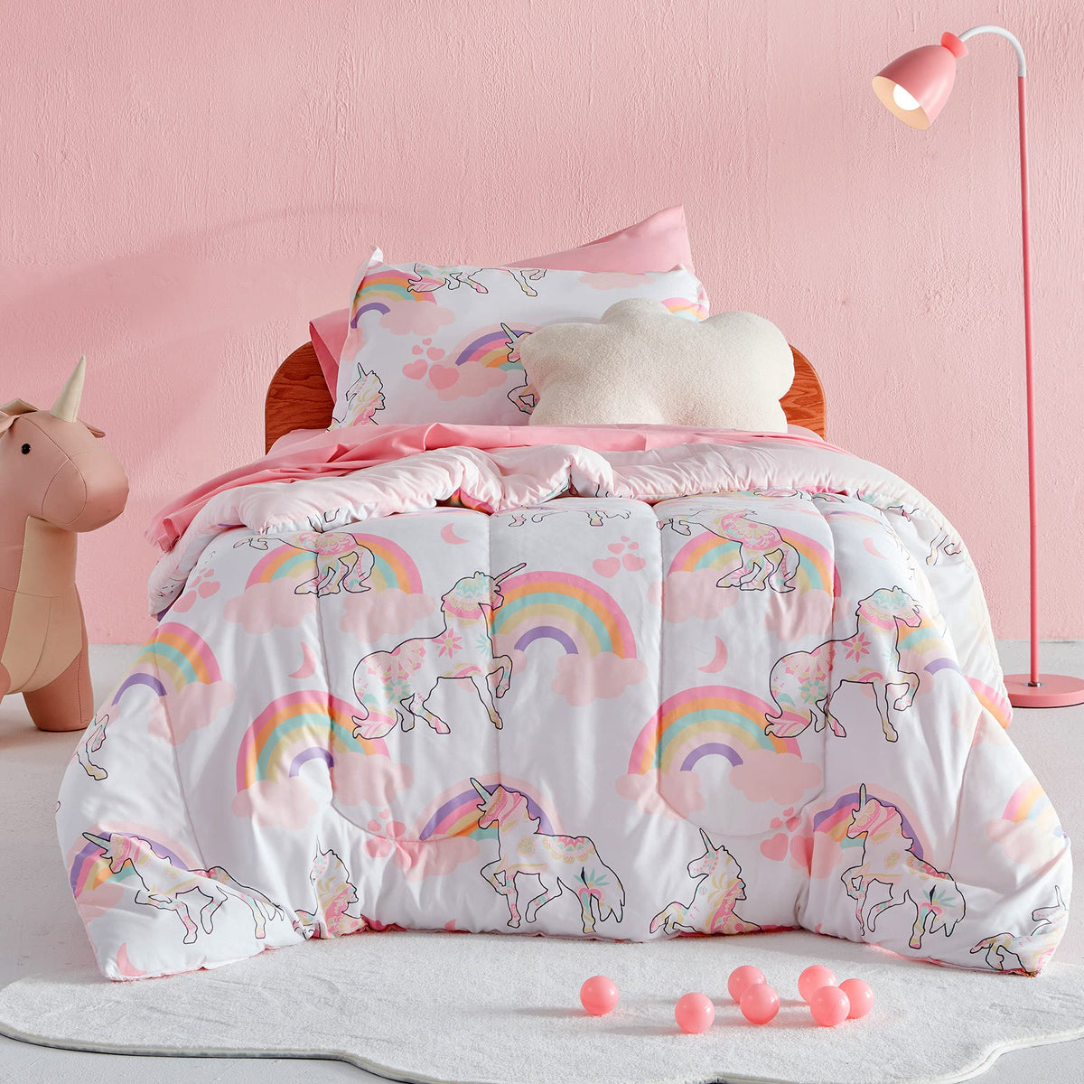 SLEEP ZONE Kids Bedding Twin Comforter Set - Super Soft & Cute Printed 2-Piece Comforter Set All Seasons for Boys, Girls, Fade Resistant, Machine Washable, Princess Castle