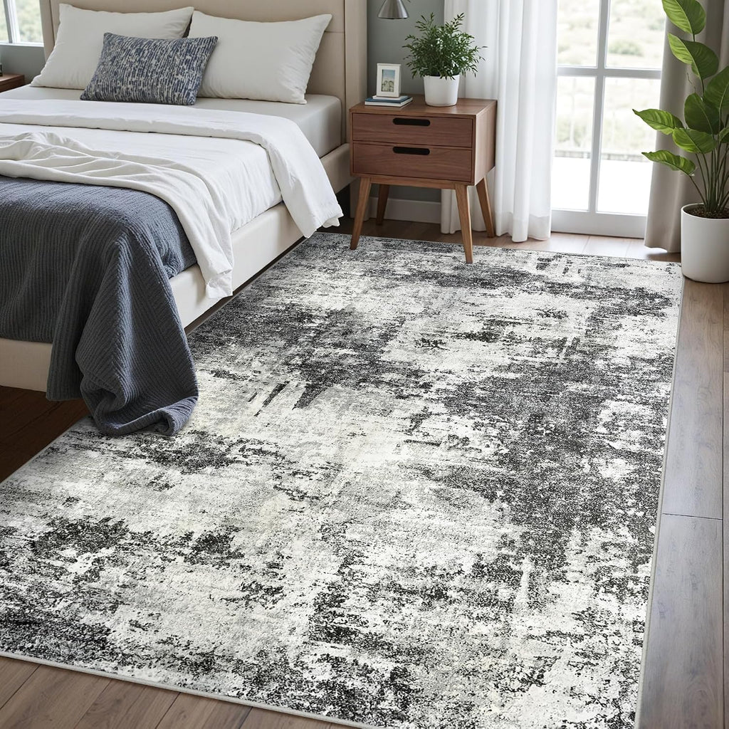 Tosuoka 5x7 Area Rugs for Living Room Abstract Washable Black Rug