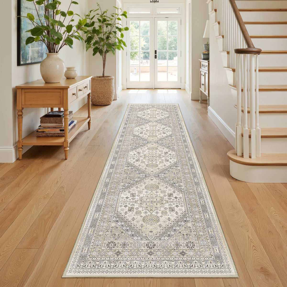 4x6 Area Rugs for Living Room, Non Slip Rugs for Bedroom, Beige