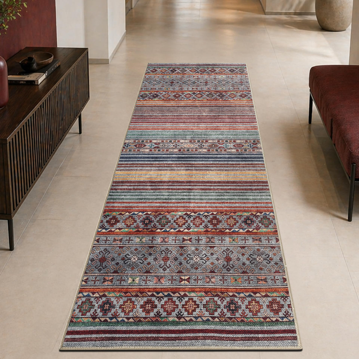 Keen Home Design Vintage Washable Area Rug, Non-Slip Low Pile, 5x7