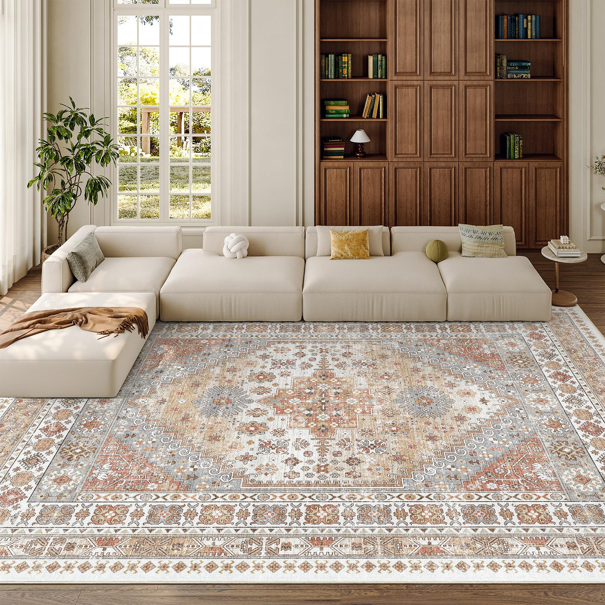 zesthome 5x7 Area Rugs for Living Room,Large Washable Rug,Orange
