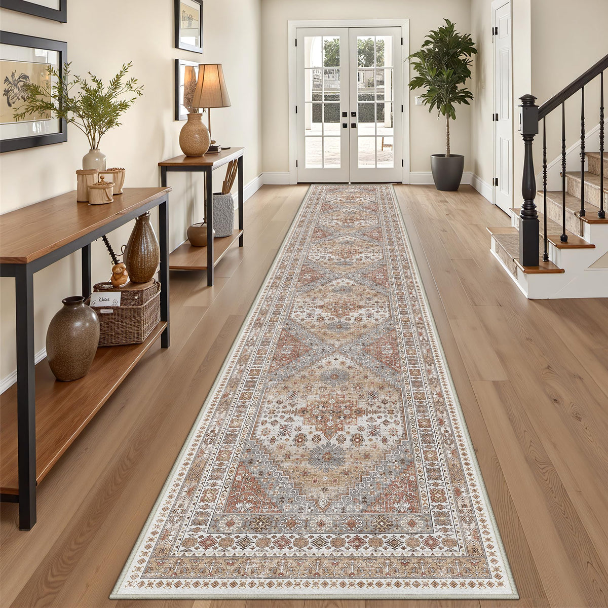 4x6 Area Rugs for Living Room, Non Slip Rugs for Bedroom, Beige