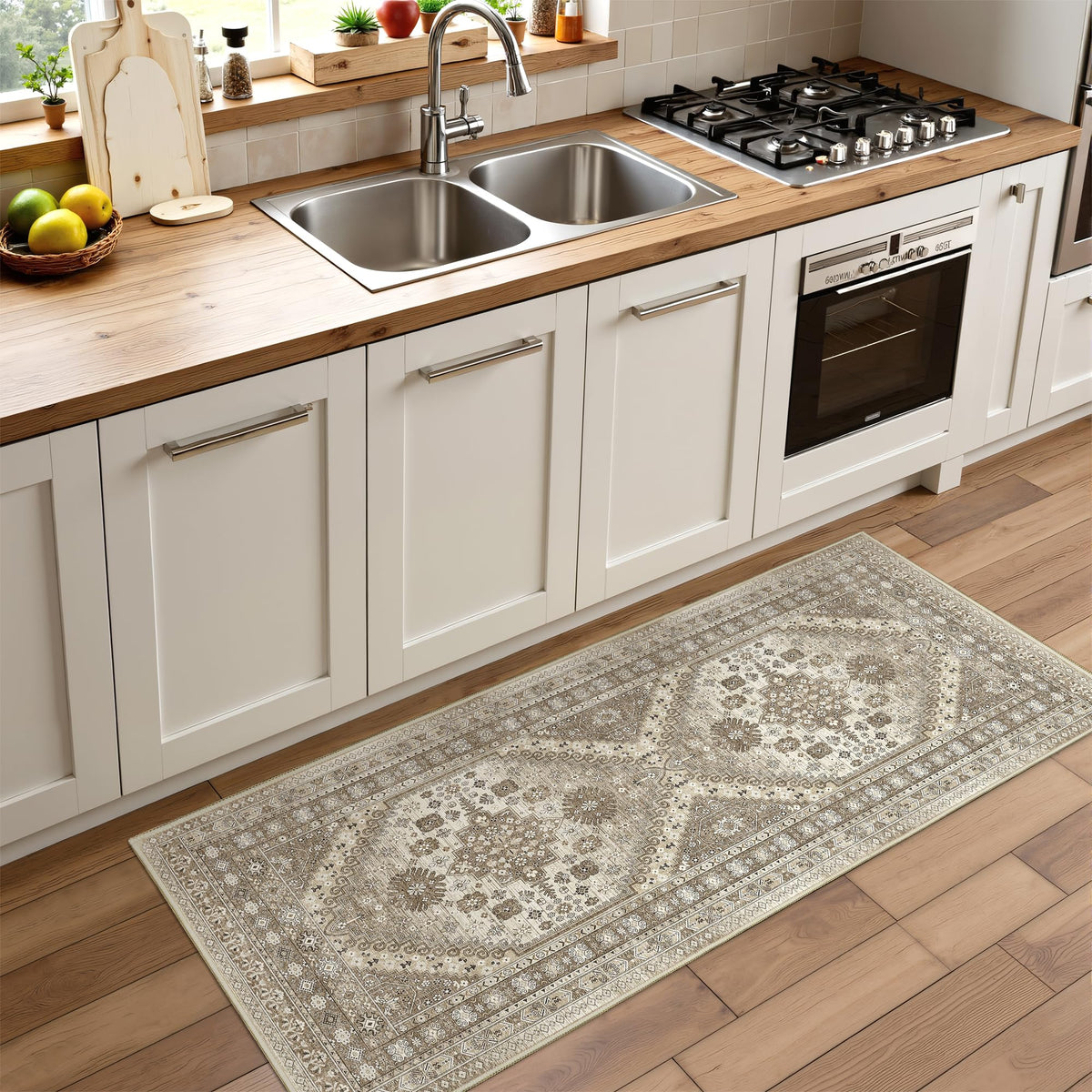 4x6 Area Rugs for Living Room, Non Slip Rugs for Bedroom, Beige