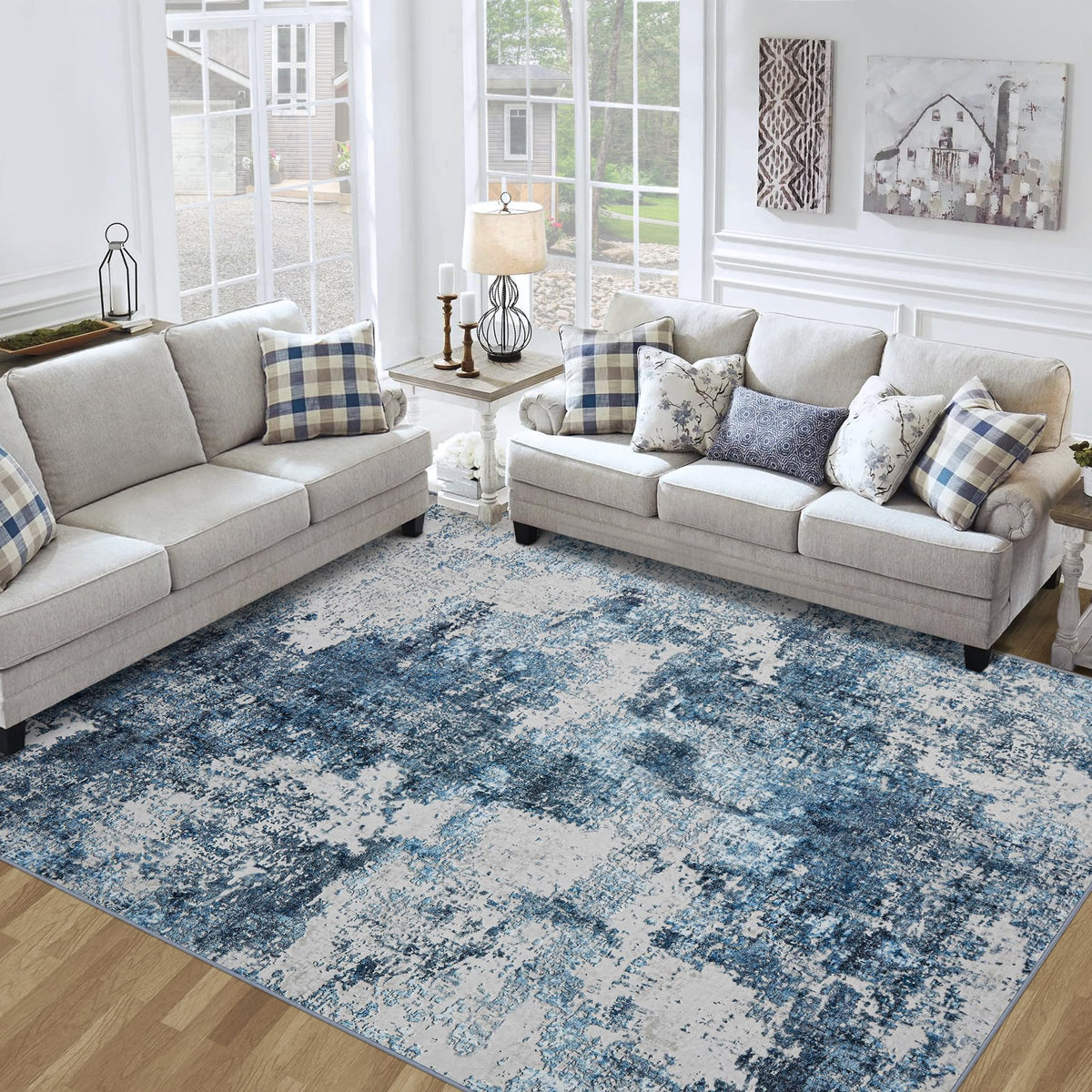 Tosuoka 5x7 Area Rugs for Living Room Abstract Washable Black Rug