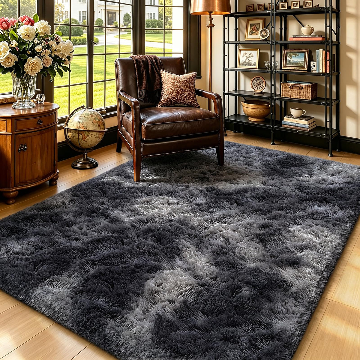 4x6 Beige Rug for Bedroom, Fluffy Shag Area Rug Small Rug Bedroom Carpet