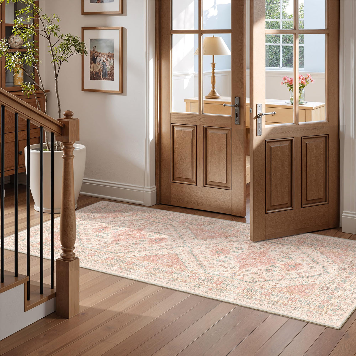 4x6 Area Rugs for Living Room, Non Slip Rugs for Bedroom, Beige